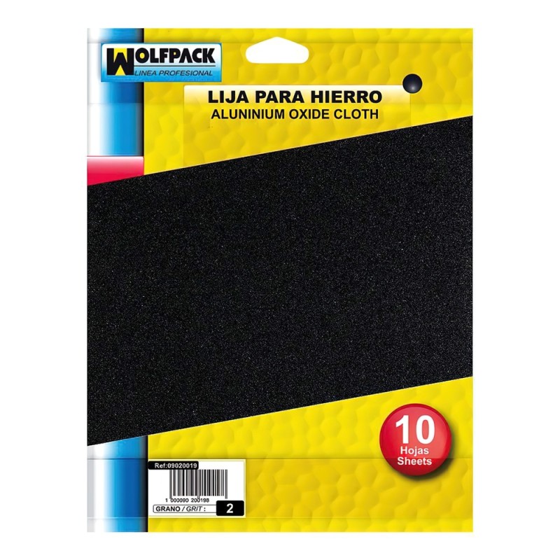 Lija Hierro 1 Medio (Pack 10 Pliegos) WOLFPACK LINEA PROFESIONAL