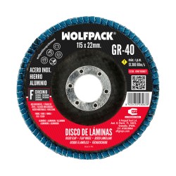 Disco Laminas Lija Circonio Inox - Plus 115x22 mm. grano 40 WOLFPACK LINEA PROFESIONAL