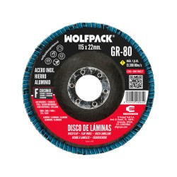 Disco Lamina Lija Circon Inox - Plus 115x22 mm. Grano 80 WOLFPACK LINEA PROFESIONAL