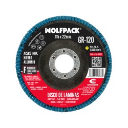 Disco Laminas Lija Circonio Inox - Plus 115x22 mm. Grano 120 WOLFPACK LINEA PROFESIONAL