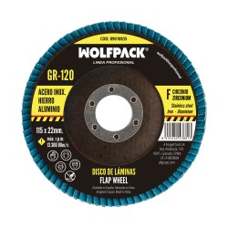Disco Laminas Lija Circonio 115x22 mm. Grano 120 WOLFPACK LINEA PROFESIONAL