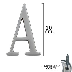 Letra Metal "A" Plateada Mate 10 cm. con Tornilleria Oculta (Blister 1 Pieza) WOLFPACK LINEA PROFESIONAL