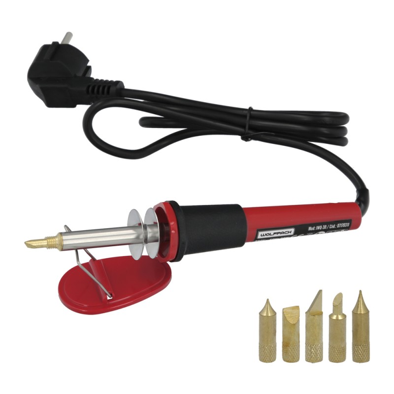 Soldador / Grabador 30 Watt. Con 6 puntas WOLFPACK LINEA PROFESIONAL