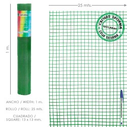 Malla Electrosoldada Plastificada Corral 13x13 / Altura 100 cm. / Rollo 25 metros SATURNIA