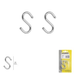 Gancho "S" 50 mm Cromado (Blister 2 piezas) Uso Domestico MAURER
