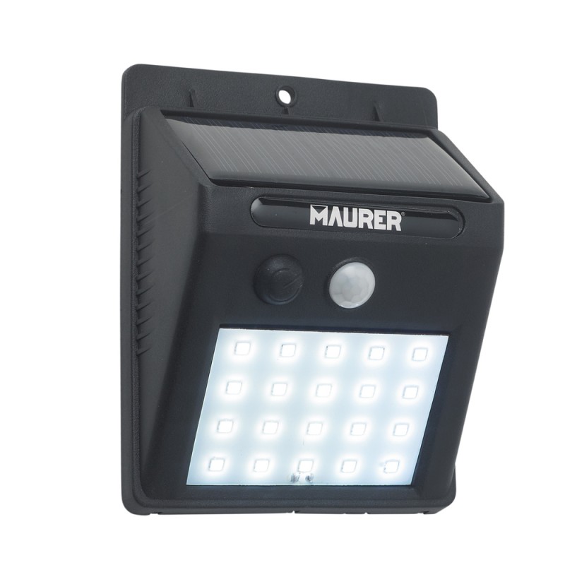 Aplique Foco Solar LED Exterior IP65, 200 Lumenes, Sensor Movimiento y Crepuscular, Foco Led Bateria, Foco Solar Bateria, MAURER
