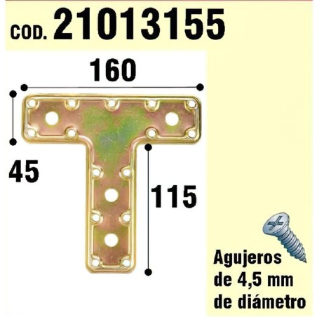 Soporte Para Madera Placa "T" Bicromatado 160 mm. WOLFPACK LINEA PROFESIONAL