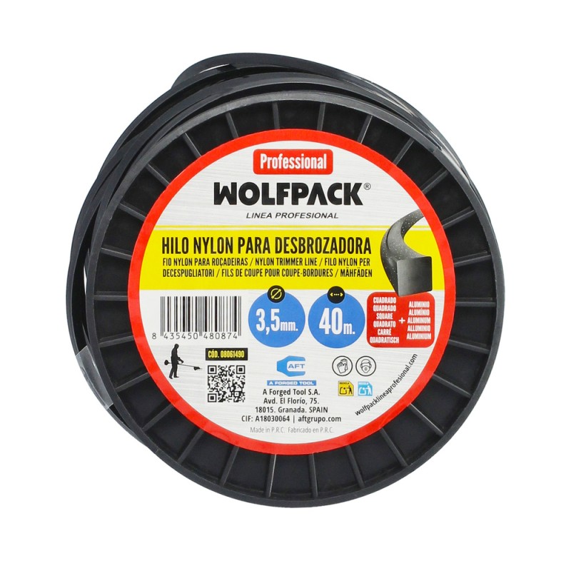 Hilo Nylon / Aluminio Cuadrado Profesional Ø 3,5 mm. (Bobina 40 metros) WOLFPACK LINEA PROFESIONAL