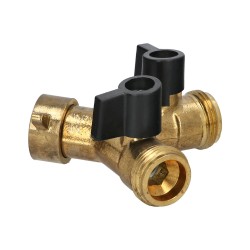 Adaptador Manguera Laton 2 Tomas Macho 3/4", Duplicador Grifo, Adaptador 2 Vias, Entrada 3/4" Hembra SATURNIA
