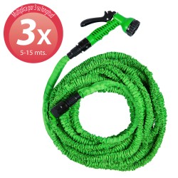 Manguera Extensible Riego 5 a 15 Metros Con Pistola De 7 Posiciones WOLFPACK LINEA PROFESIONAL