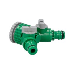 Adaptador Manguera Plastico 3/4 - 1" Hembra con 2 tomas Blister SATURNIA