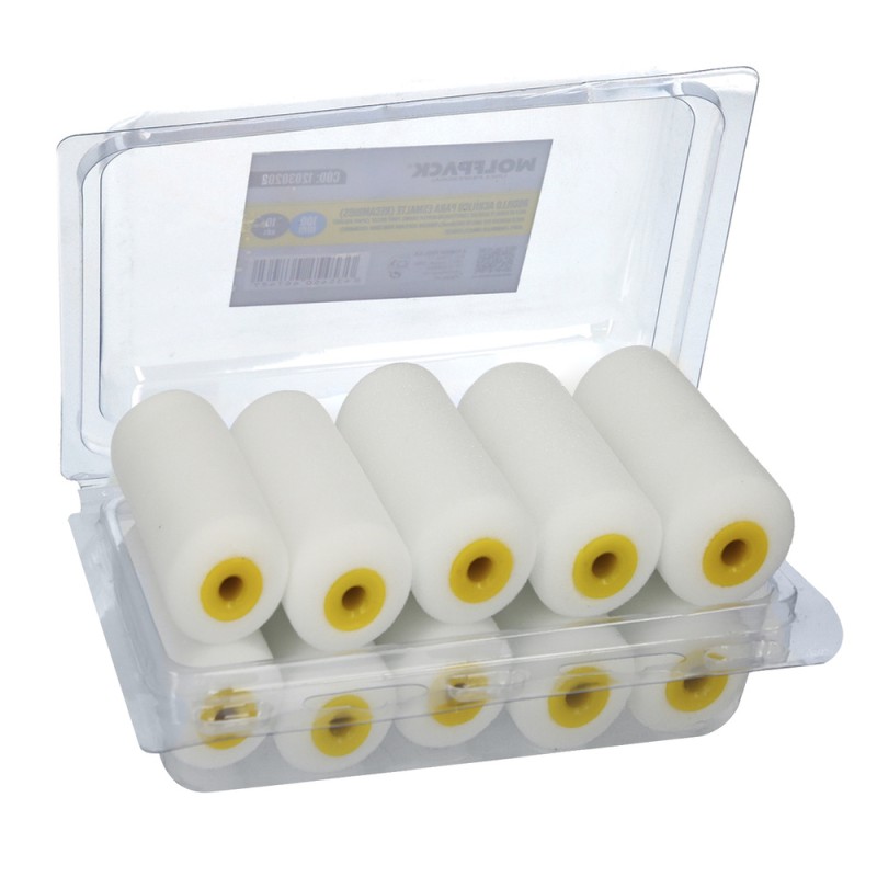 Rodillo Espuma Recambio Para Esmalte Acrilico 100 mm. Set 10 Rodillos. Rodillo Espuma, Rodillo Pintura Acrilica WOLFPACK LINEA
