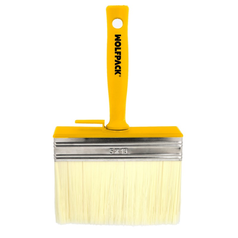 Brocha Profesional Techos 150x50 mm. Cerda Blanca. Mango Ergonomico, Con Gancho. Brocha Pintura, Brocha Pintor Profesional WOLF