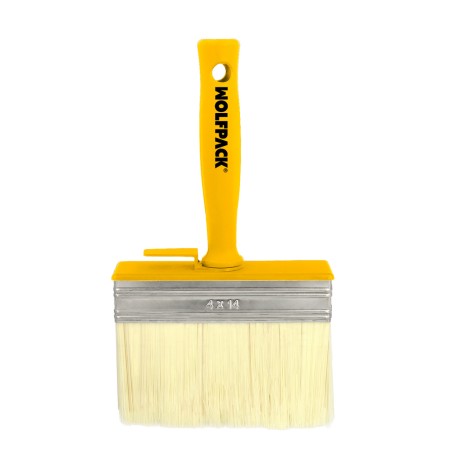 Brocha Profesional Techos 140x40 mm. Cerda Blanca. Mango Ergonomico, Con Gancho. Brocha Pintura, Brocha Pintor Profesional WOLF