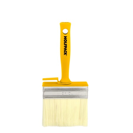 Brocha Profesional Techos 100x30 mm. Cerda Blanca. Mango Ergonomico, Con Gancho. Brocha Pintura, Brocha Pintor Profesional WOLF