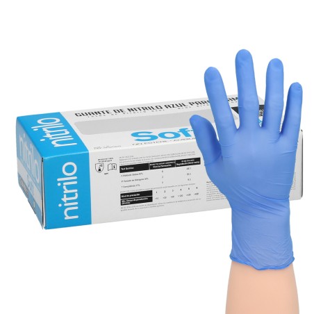 Guante Desechable Nitrilo Azul S 3,5 gms. Caja 100 unidades. WOLFPACK LINEA PROFESIONAL