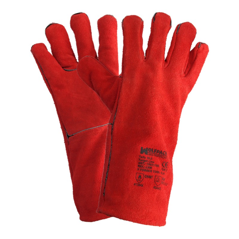 Guantes Soldar Denso Rojo Largo WOLFPACK LINEA PROFESIONAL