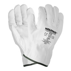 Guantes De Trabajo De Piel Flor De Vacuno, Proteccion Laboral, Riesgos Mecanicos, Guantes De Seguridad De Cuero. Talla 11" WOLF