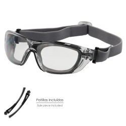 Gafas de Seguridad Acolchadas Cristales Transparentes Con Patillas o Goma Elastica. Patillas Engomadas EN/166 WOLFPACK LINEA PR