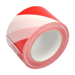Cinta Señalización LDPE Roja/Blanca Rollo 70 mm. x 200 Metros SIN MARCA