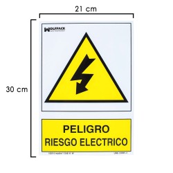 Cartel Peligro Electrico 21x 30 (Alt.) cm. WOLFPACK LINEA PROFESIONAL
