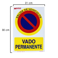 Cartel Vado Permanente 21 x 30 (Alt) cm. WOLFPACK LINEA PROFESIONAL