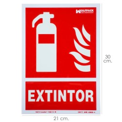 Cartel / Señal Fluorescente Extintor 21x 30 (Alt.) cm. WOLFPACK LINEA PROFESIONAL