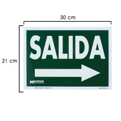 Cartel / Señal Fluorescente Salida A Derecha 30 x 21 (Alt.) cm. WOLFPACK LINEA PROFESIONAL