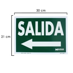 Cartel / Señal Fluorescente Salida A Izquierda 30 x 21 (Alt.) cm. WOLFPACK LINEA PROFESIONAL