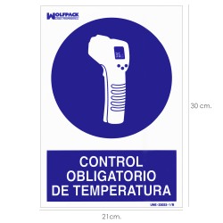 Cartel De Control Obligatorio De La Temperatura 21x 30 (Alt.) cm. WOLFPACK LINEA PROFESIONAL