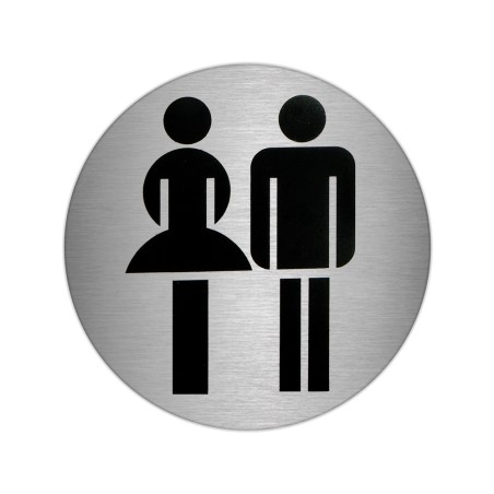 Placa Adhesiva Baño "Mujer / Hombre" Acero Inoxidable Ø 7 cm. ORYX