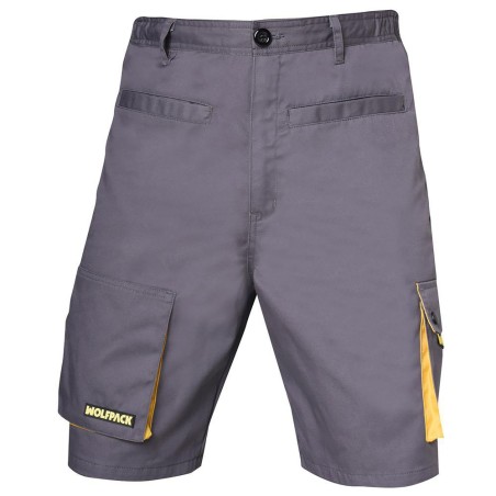 Pantalones Cortos DeTrabajo, Multibolsillos, Resistentes, Gris/Amarillo Talla 54/56 XXL WOLFPACK LINEA PROFESIONAL