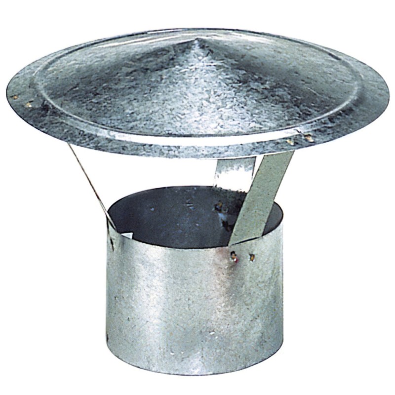 Wolfpack Sombrero Galvanizado para Estufa, Chimenea, Extracción de Humos, Para tubo Ø 120 mm. WOLFPACK LINEA PROFESIONAL