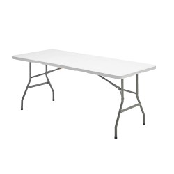 Mesa Plegable Rectangular HDPE Multifuncional, Portatil, Resistente,Multiusos 180x74x74 cm. Color Blanco SATURNIA