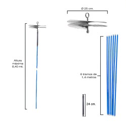 Deshollinador Cepillo Kit Chimeneas 8,4 metros x 250 mm. Diametro. PAPILLON