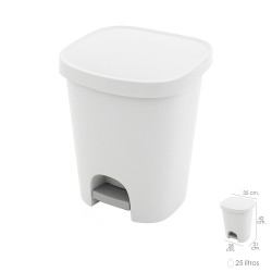 Cubo Basura Con Pedal 25 Litros Plastico Blanco ORYX