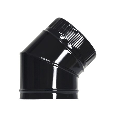 Codo Estufa Liso Negro Vitrificado Ø 200 mm. 45° WOLFPACK LINEA PROFESIONAL