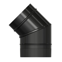 Codo Estufa Liso Negro Vitrificado Ø 150 mm. 45° WOLFPACK LINEA PROFESIONAL