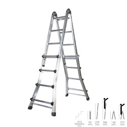 Escalera telescópica de aluminio 3+3 peldaños