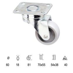 Rueda Polyamida Placa 60 mm. WOLFPACK LINEA PROFESIONAL