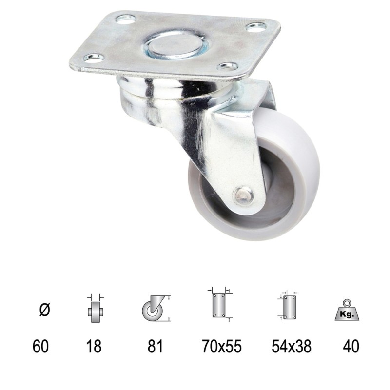 Rueda Polyamida Placa 60 mm. WOLFPACK LINEA PROFESIONAL