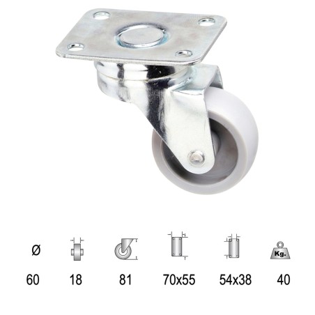 Rueda Polyamida Placa 60 mm. WOLFPACK LINEA PROFESIONAL